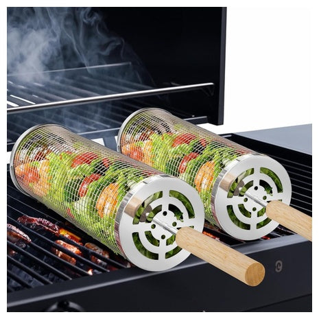 2-Piece 304 Stainless Steel Rolling Grilling Net