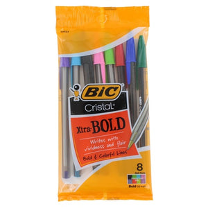 8 Bic Cristal Xtra Bold Pens