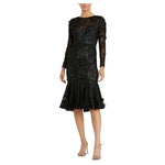 Floral Applique Long Sleeve Cocktail Dress