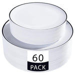 60 White Plastic Disposable Plates