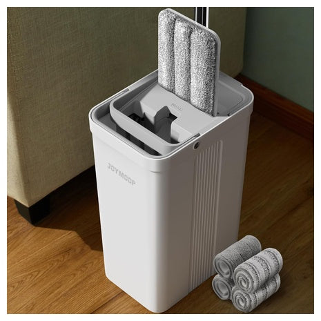 JoyMoop Flat Mop & Bucket Set With Wringer & 4 Pads