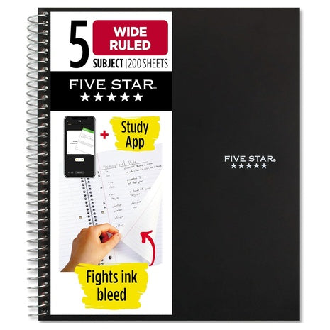 5-Subject Five Star Spiral Notebook + Study App