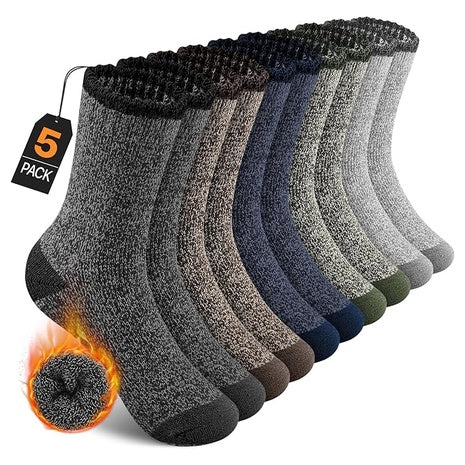 5-Pair Men’s Merino Wool Winter Socks