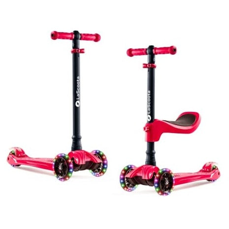 2-in-1 Kids Kick Scooter With Seat & LED Wheels