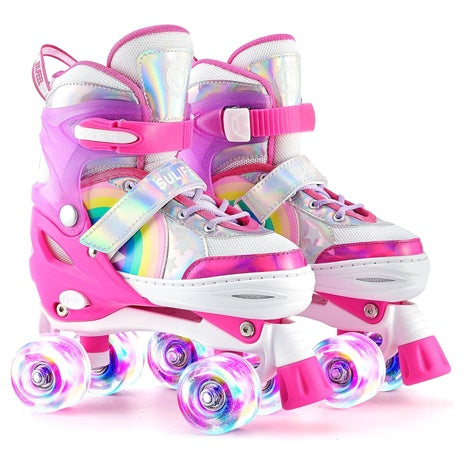 Kids Adjustable Light-Up Roller Skates (9 Colors)