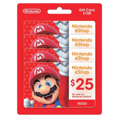 4 $25 Nintendo eShop eGift Cards