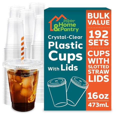 192 16oz Plastic Cups with Lids