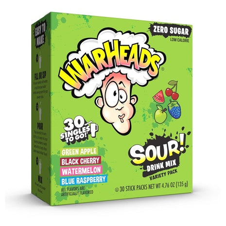 30 Warheads Sour Drink Mix Sticks