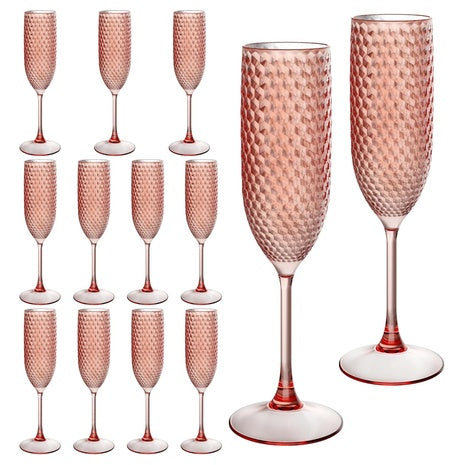 12 Plastic Champagne Flutes