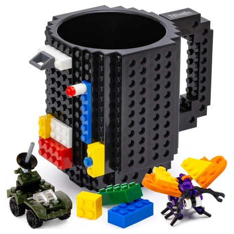 Build-On Brick Mug with 3 Packs of Bricks (3 Colors)