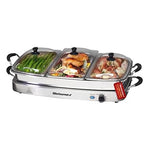 Elite Gourmet Triple 3 x 2.5 Quart Trays Buffet Server