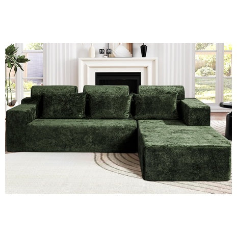 Homguava 105" Modular Sectional Couch With L-Shape Chaise