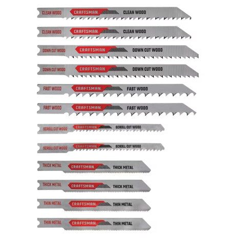 12-Piece Craftsman High Carbon Steel U-Shank Jig Saw Blade Set