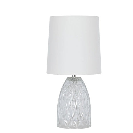 Mainstays 12.75" Mini Clear Glass Table Lamp With White Shade