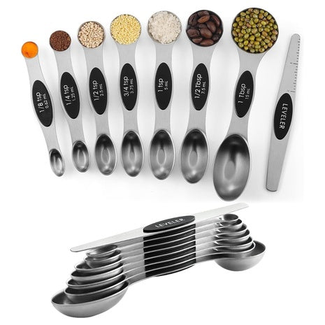 8 Stainless Steel Magnetic Measuring Spoons