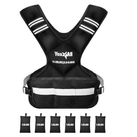 Yes4All 11-20 lbs Adjustable Weighted Vest W/Reflective Strip
