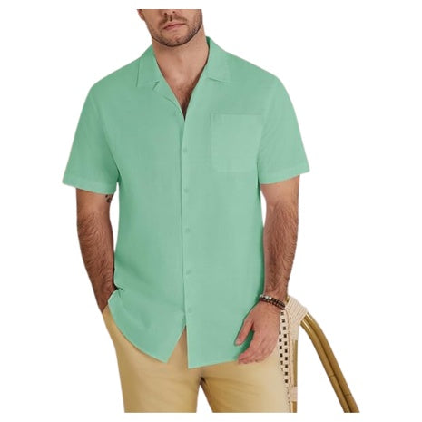 Guayabera Men's Linen Button Down Short Sleeves Shirt