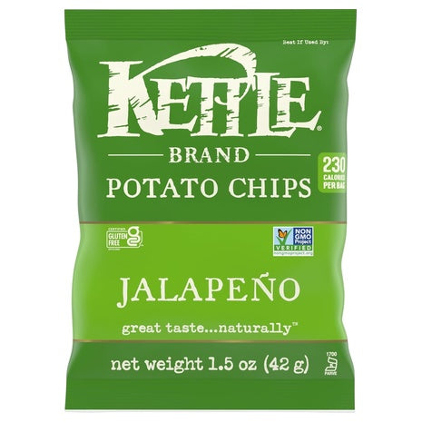24 Snack Bags Kettle Brand Jalapeno Potato Chips
