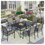 7 Piece Outdoor Patio Dining Set with Rectangle Steel Table & Textilene Chairs