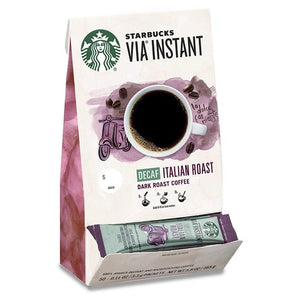 50 Starbucks VIA Instant Decaf Italian Roast Coffee
