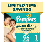 96 Pampers Swaddlers Size 1 Diapers