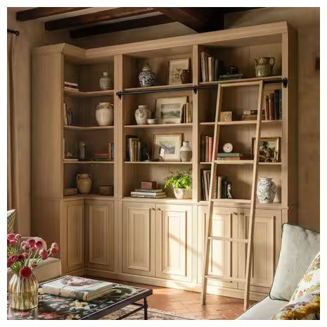 Homsee 97.6" Tall Natural Wood 12-Shelf Accent Bookcase