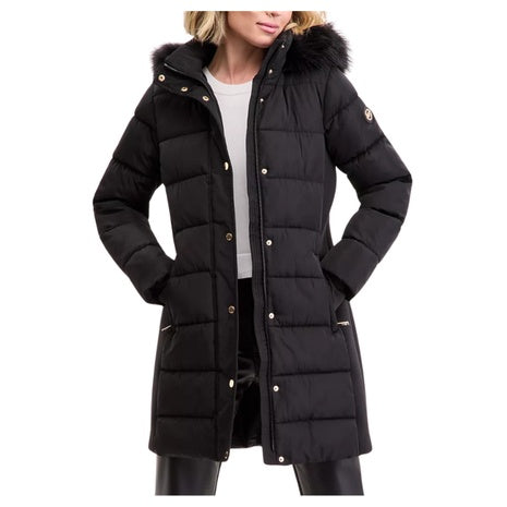 Michael Kors Women's Faux Fur Trim Hooded Puffer Coat