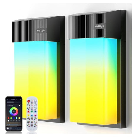 2-Pack Smart 1500LM IP65 Waterproof RGBWW LED Wall Light