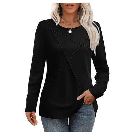 Women's Loose Fit Seamed Long Sleeve Top