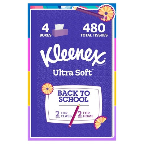 4 Flat Boxes Kleenex Ultra Soft Facial Tissues