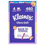 4 Flat Boxes Kleenex Ultra Soft Facial Tissues