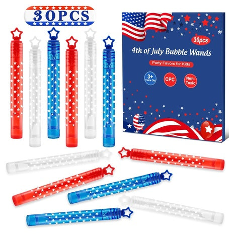 30 Mini 4th Of July Bubble Wands