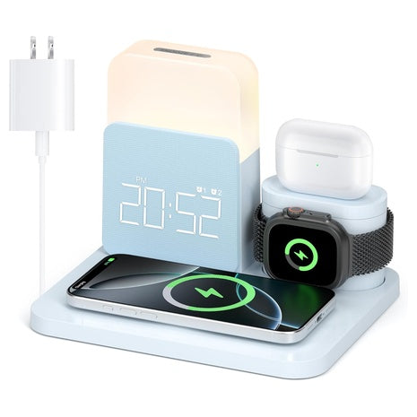7-in-1 Wireless Charging Alarm Clock Station