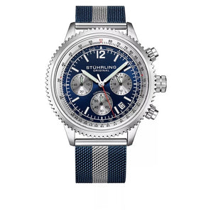 Stuhrling Men's Monaco Blue Silver Tone Stainless Steel Watch