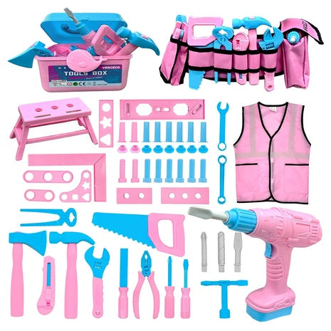 55-Piece Kids Tool Set with Toy Drill