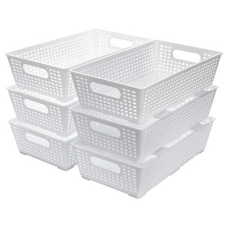 6 Pack Stackable Plastic Storage Baskets