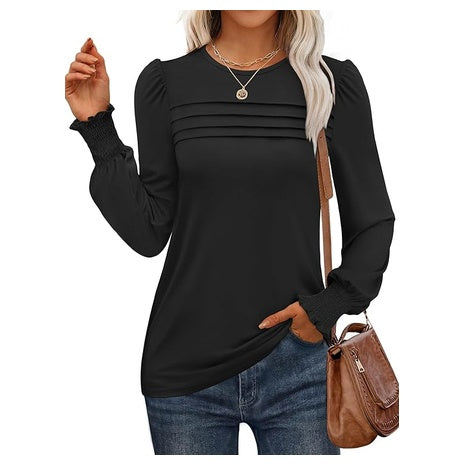 Women's Pleated Cinched Sleeve Blouse (15 Colors)