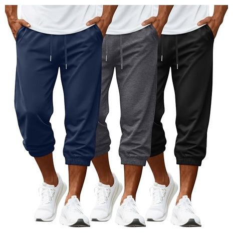 3-Pack Men's Athletic Workout Capri Pants (Various)