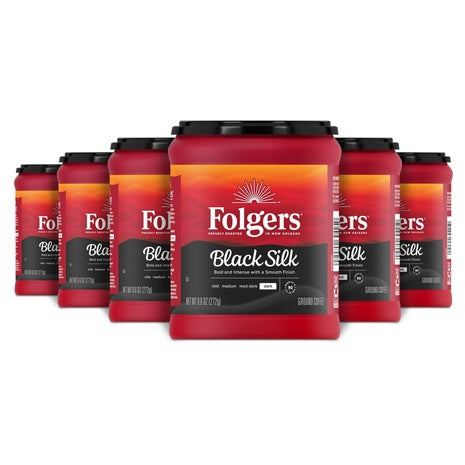 6-Pack Folgers Black Silk Ground Coffee (9.6oz)