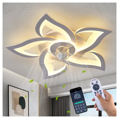 Flush Mount 24" Ceiling Fan With Lights, Remote Control