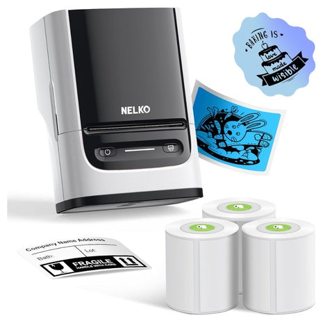Nelko 2" Bluetooth Thermal Label Printer With 3 Labels & Tape