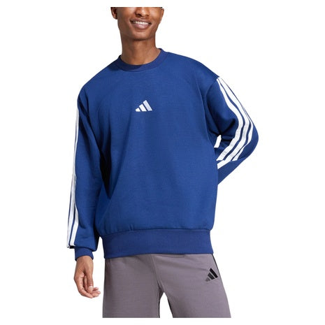 adidas Men's Essentials Fleece 3-Stripes Sweatshirt (Dark Blue)