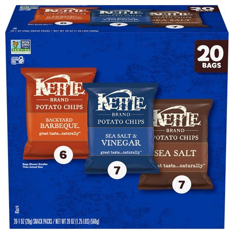 20 Bags Kettle Brand Potato Chips Variety Pack (1oz)