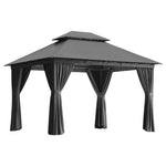 12' X 10' 50mm Heavy-Duty Steel Frame Double Roof Canopy Outdoor Gazebo