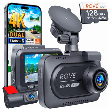 ROVE R2-4K 2160P/FHD 3" IPS Front And Rear Dual Dash Camera
