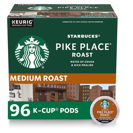96 Starbucks Pike Place Medium Roast K-Cup Pods