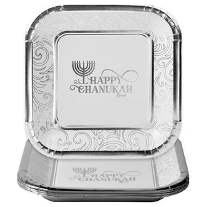 Happy Chanukah Silver Plates