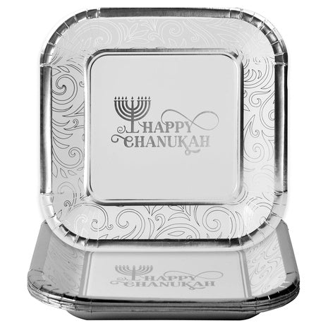 Happy Chanukah Silver Plates
