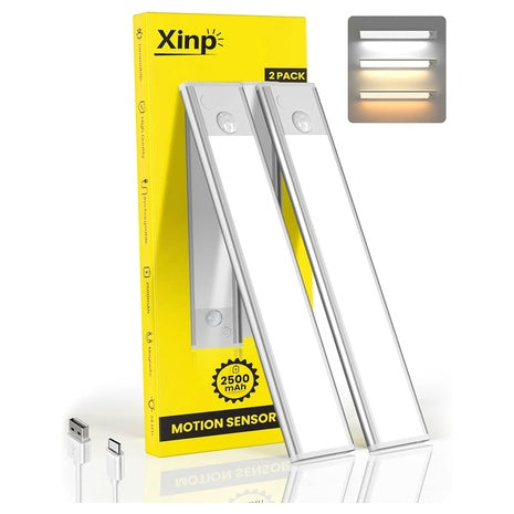 2-Pack 12" 2500mAh Rechargeable Under Cabinet Light W/ Motion Sensor