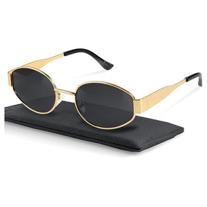 Oval Polarized Metallic Sunglasses
